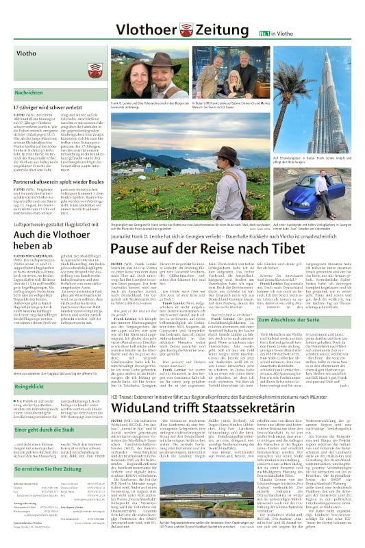 Zeitungsartikel im Westfalen-Blatt über Frank Goes Walkabout