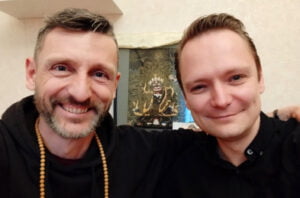 Ludwig and Frank in the Buddhist temple of Tibilisi.